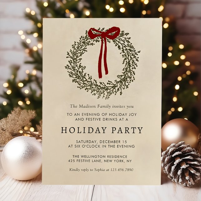 Invitation à la fête de Noël avec couronne festive (Créateur téléchargé)