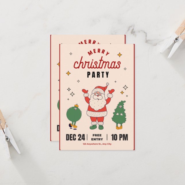 Invitation à la fête de Noël avec le Père Noël (Devant/Arrière en situation)