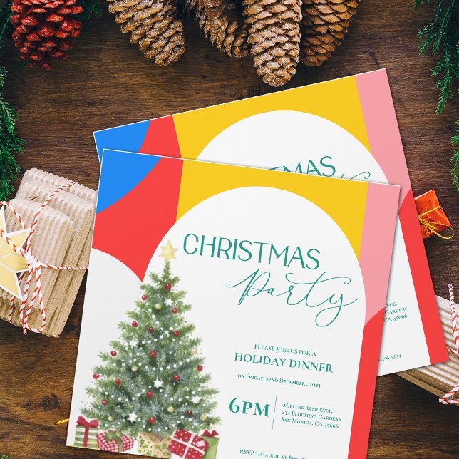 Invitation à la fête de Noël avec motif abstrait (Abstract Pattern Christmas Party Invitation)