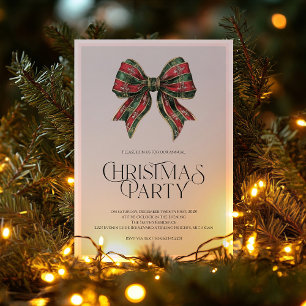 Invitation à la fête de Noël avec un nœud Vichy