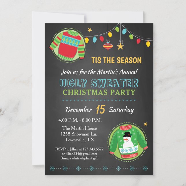 Invitation à la fête de Noël avec un pull de Noël  (Devant)