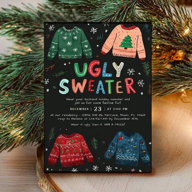 Invitation à la fête de Noël avec un pull hideux (Créateur téléchargé)