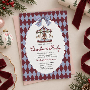 Invitation à la fête de Noël avec un ruban de carr