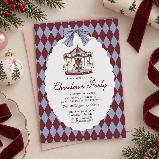 Invitation à la fête de Noël avec un ruban de carr (Créateur téléchargé)