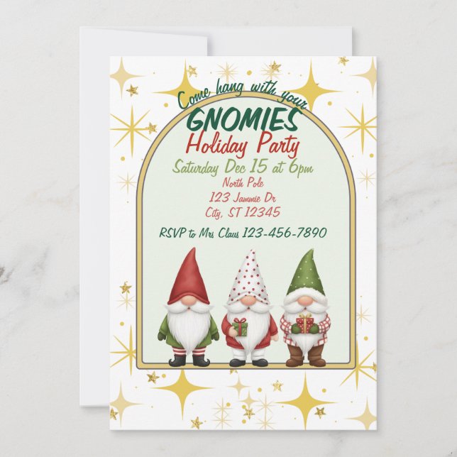 Invitation à la fête de Noël avec vos Gnomies (Devant)