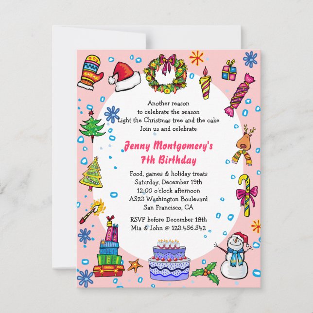 Invitation à la fête de Noël Baby Pink (Devant)