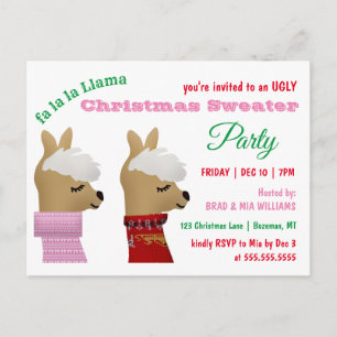 Invitation à la fête de Noël branchée de Llama