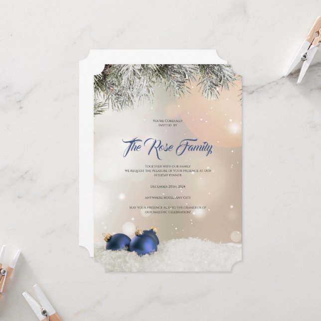 Invitation à la fête de Noël, carte de vœux de fêt (Devant/Arrière en situation)