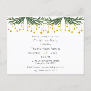 Invitation à la fête de Noël, carte postale d'invi