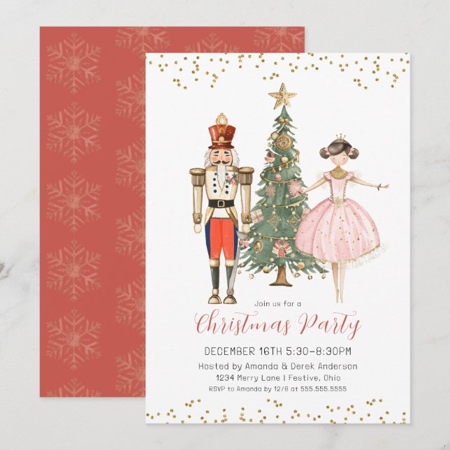 Invitation à la fête de Noël Casse-Noisette (Devant / Derrière)