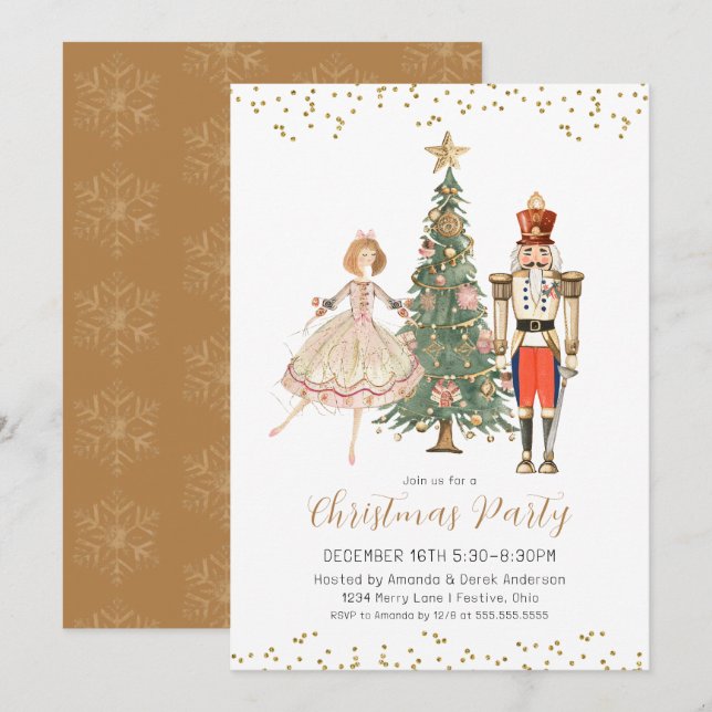 Invitation à la fête de Noël Casse-Noisette (Devant / Derrière)