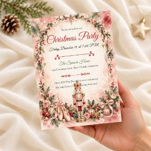 Invitation à la fête de Noël Casse-Noisette rose