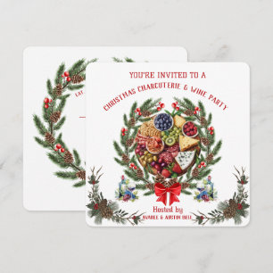 Invitation à la fête de Noël Charcuterie et Vin