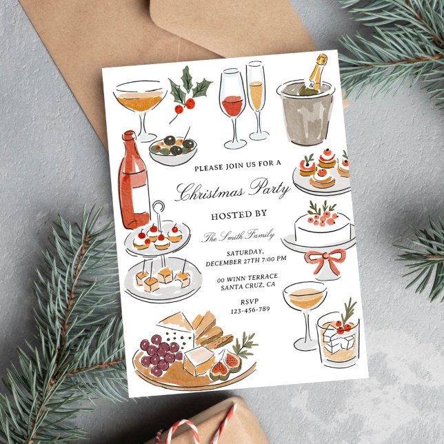 Invitation à la fête de Noël Cheers & Bites  (Créateur téléchargé)