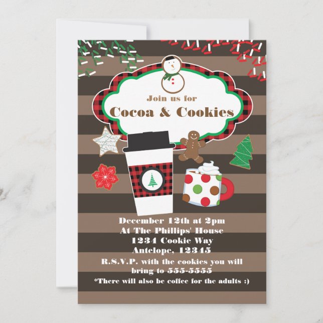Invitation à la fête de Noël Cocoa & Cookies (Devant)