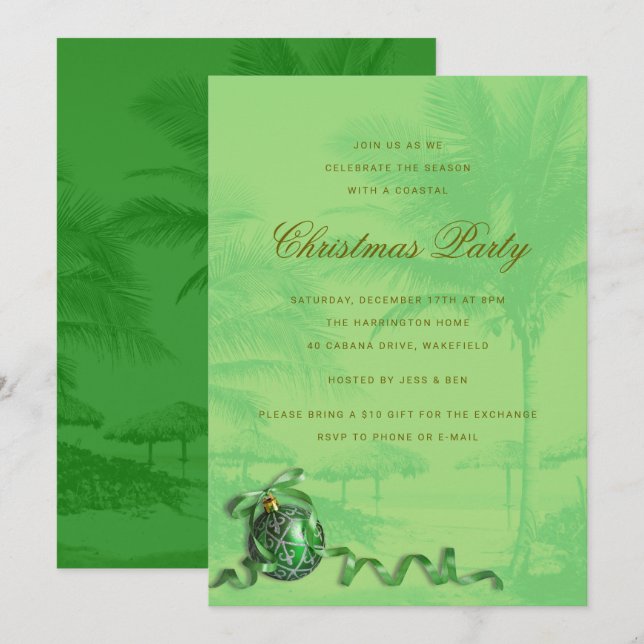 Invitation à la fête de Noël côtière aux palmiers (Devant / Derrière)