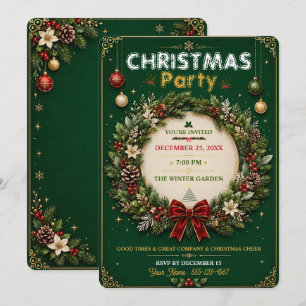 Invitation à la fête de Noël Couronne d'émeraude