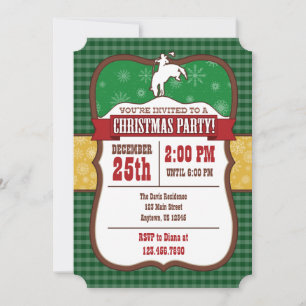 Invitation à la fête de Noël Cowboy Vert