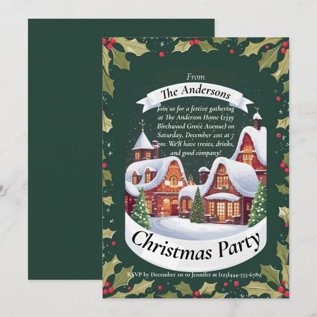 Invitation à la fête de Noël Cute Festive (Devant / Derrière)