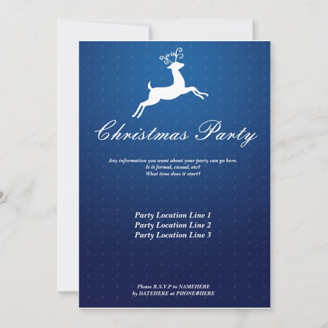 Invitation à la fête de Noël de Blue Reindeer (Devant)