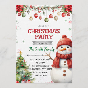 Invitation à la fête de Noël de bonhomme de neige