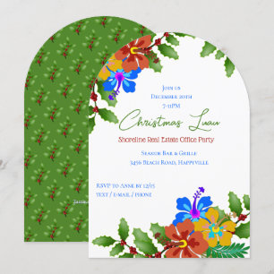 Invitation à la fête de Noël de bureau Hibiscus et