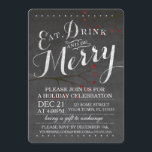 Invitation à la fête de Noël de Chalkboard<br><div class="desc">Invitation à l'événement Blackboard Eat,  Drink and Be Joyeux Holiday</div>