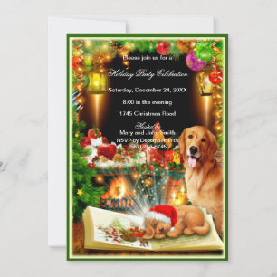 Invitation à la fête de Noël de Chien père Noël