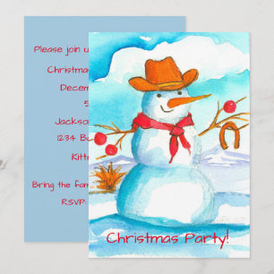 Invitation à la fête de Noël de Cowboy Snowman