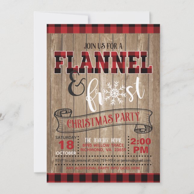 Invitation à la fête de Noël de Flanel et Frost -  (Devant)