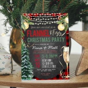Invitation à la fête de Noël de Flannel et Fizz