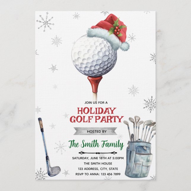 Invitation à la fête de Noël de golf (Devant)