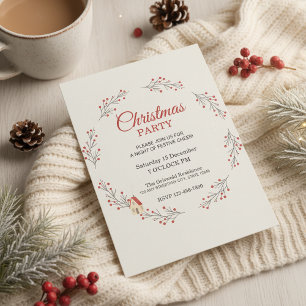 Invitation à la fête de Noël de la branche de baie