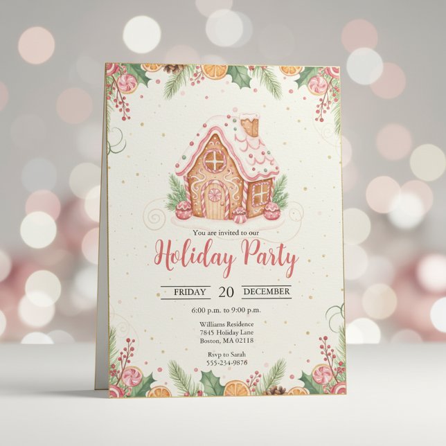 Invitation à la fête de Noël de la maison en pain  (Créateur téléchargé)