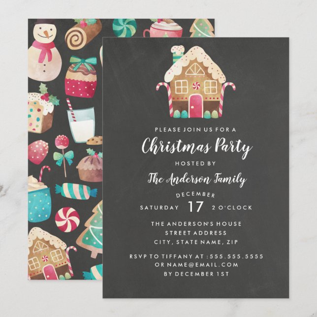 Invitation à la fête de Noël de la maison en pain  (Devant / Derrière)