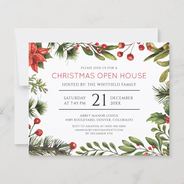 Invitation à la fête de Noël de la maison ouverte (Devant)
