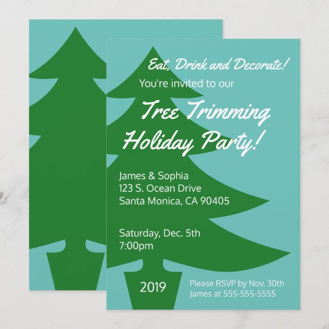 Invitation à la fête de Noël de l'Arbre rétro (Devant / Derrière)