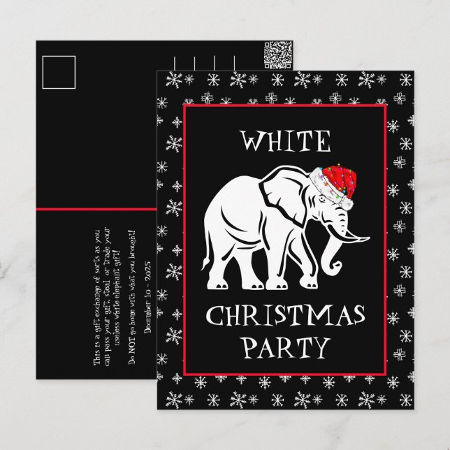 Invitation à la fête de Noël de l'éléphant blanc (Devant / Derrière)