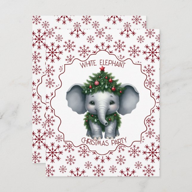 Invitation à la fête de Noël de l'éléphant blanc (Devant / Derrière)