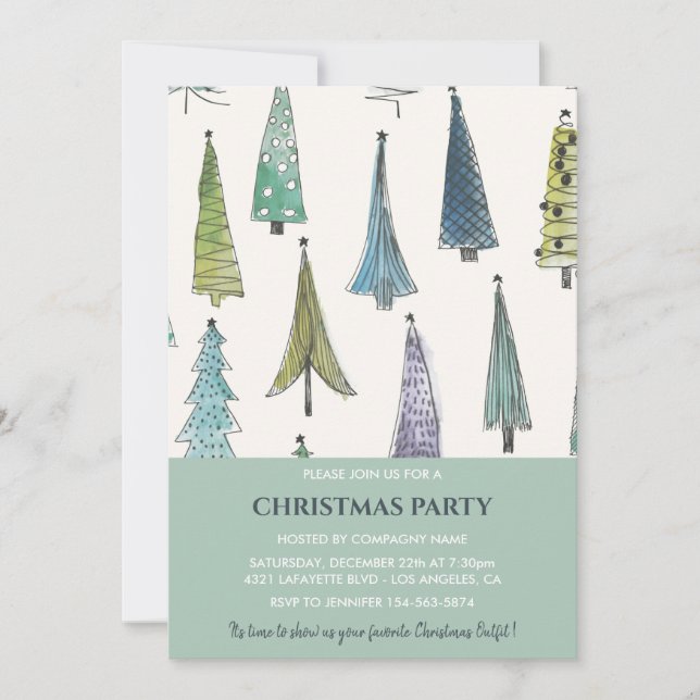 Invitation à la fête de Noël de l'entreprise Arbre (Devant)