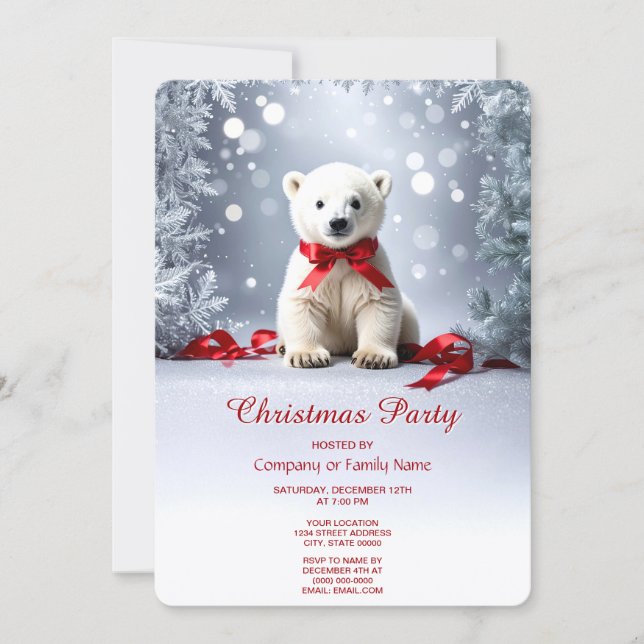 Invitation à la fête de Noël de l'ours polaire (Devant)