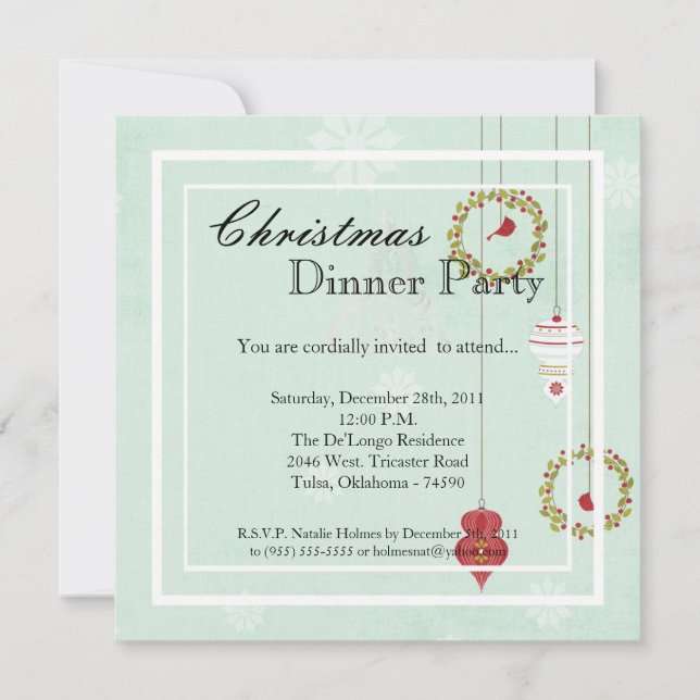 Invitation à la fête de Noël de Noël de Noël (Devant)