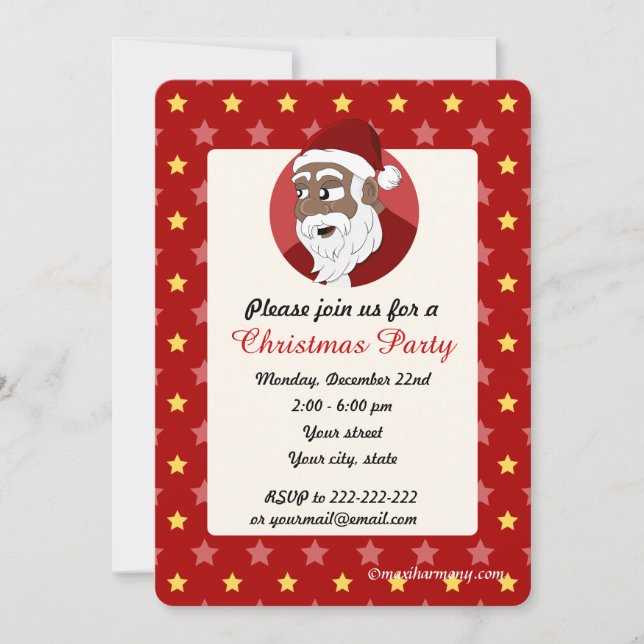 Invitation à la fête de Noël de Père Noël noir (Devant)