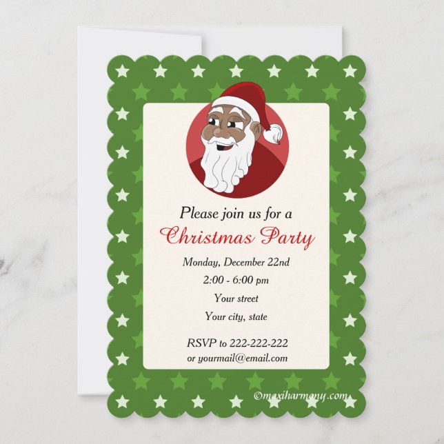 Invitation à la fête de Noël de Père Noël noir (Devant)
