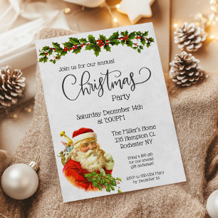 Invitation à la fête de Noël de Père Noël Vintage