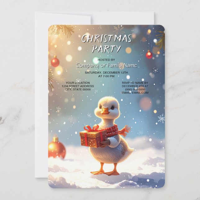 Invitation à la fête de Noël de Petit Canard (Devant)