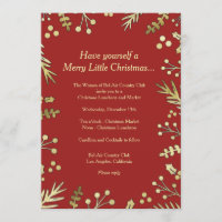 Invitation à la fête de Noël de Red and Gold Holly