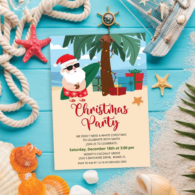 Invitation à la fête de Noël de Santa tropical (Créateur téléchargé)