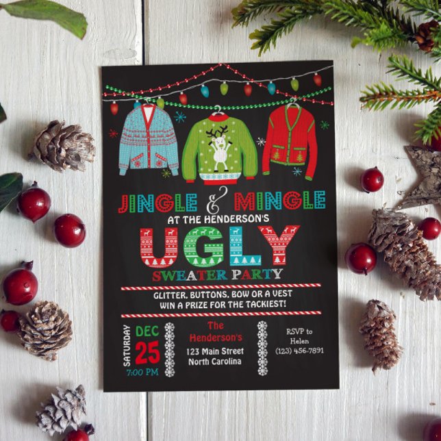 Invitation à la fête de Noël de Tacky Ugly Sweater (Créateur téléchargé)