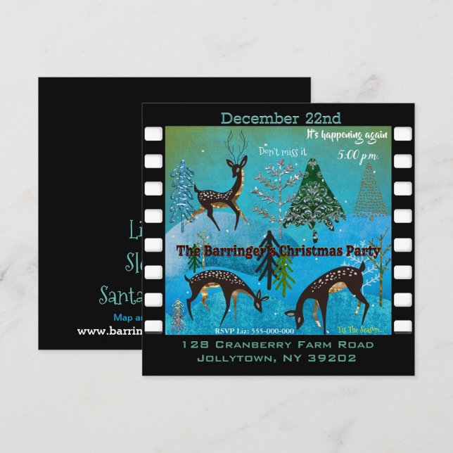 Invitation à la fête de Noël Deerfest au clair de  (Devant / Derrière)